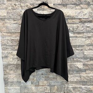 Black Batwing Sleeve Top – Flowy Oversized Cover Up Poncho-Style Blouse